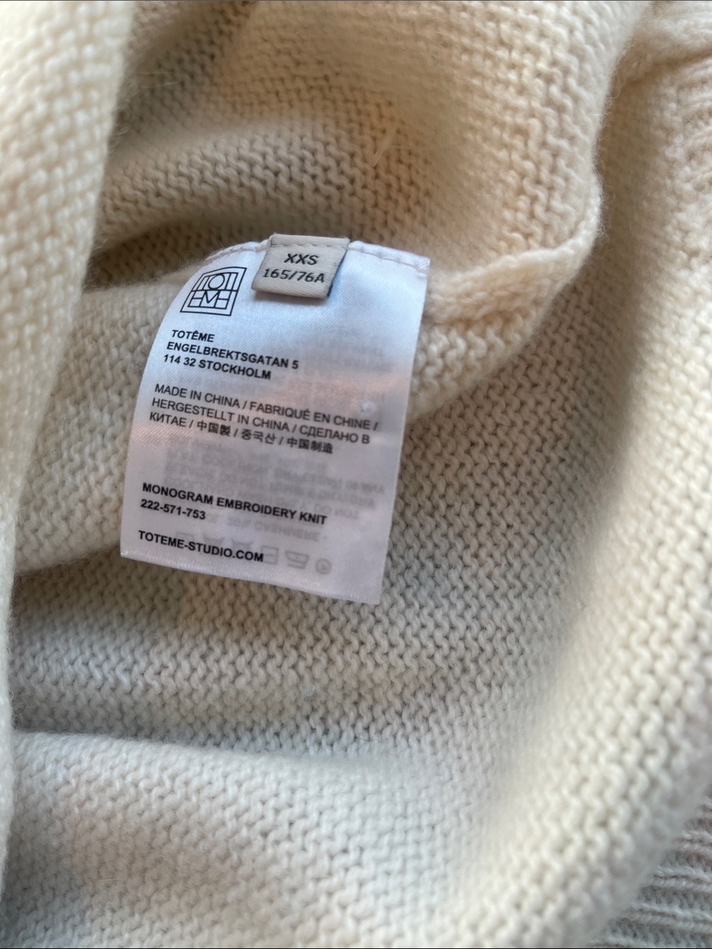 Toteme Bone Monogram Embroidery Knit. XXS - Picture 15 of 16